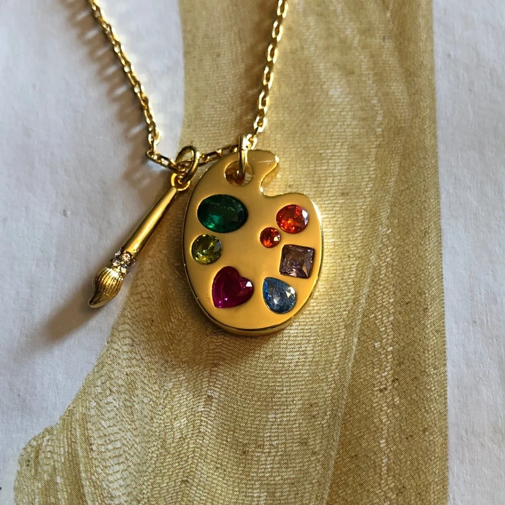 Authentic New with tag Kate spade Gold Artist Palette Necklace